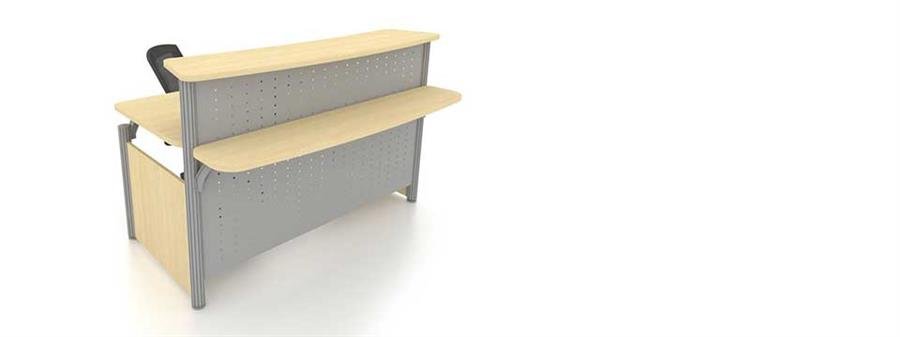 Reception Counter (Light Brown, Grey) with Upper and Lower Counter [PHA 16 - BQ]