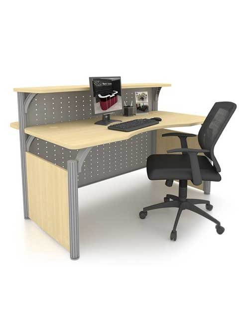 Reception Counter (Light Brown, Grey) with Upper and Lower Counter [PHA 19 - BQ]