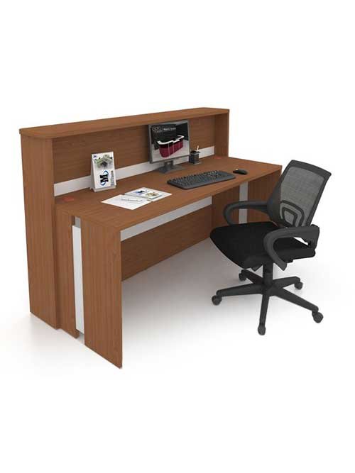 Reception Counter (Dark Brown, White) with Signage [PIS 16 - BQ]