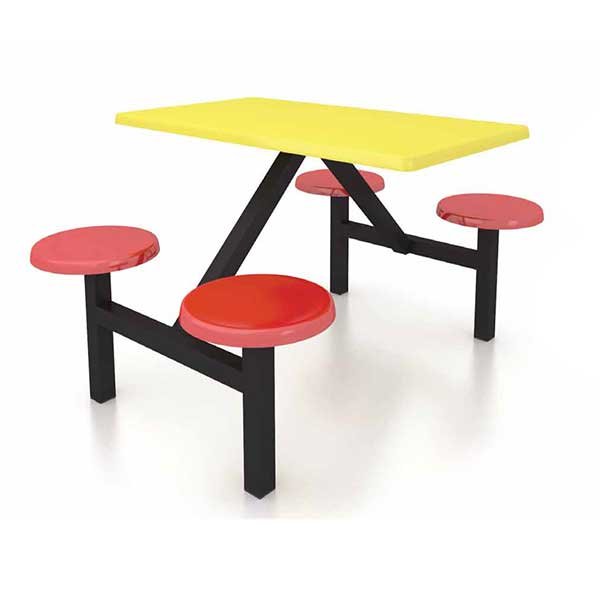 Restaurant Furniture FRP 4 Seater Rectangle Table (Yellow, Red) [RF 02]
