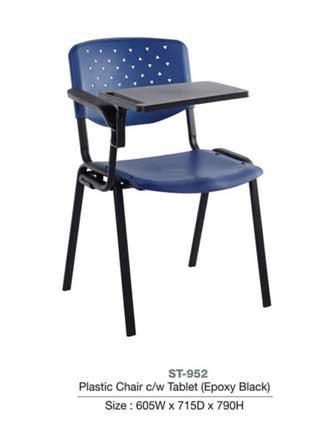 Study Classroom Chair with 4 Legged Epoxy Black Metal Base and Writing Tablet (Blue) [ST 952] Office Furniture