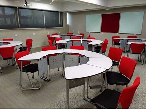 Student Table Round Curve Formation Shape (Light Grey) [STD 006] Office Furniture