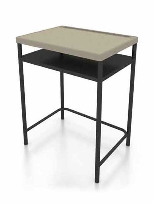 Student Study Table Rectangle with Open Drawer and Epoxy Black 4 Legged Metal Base (Beige) [CL65 T03] Office Furniture