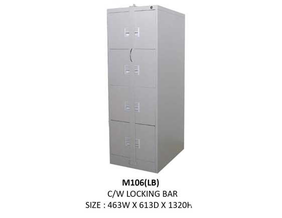 Steel Filing Cabinet (Grey) with 4 Drawers and Locking Bar [M106(LB)] Office Furniture
