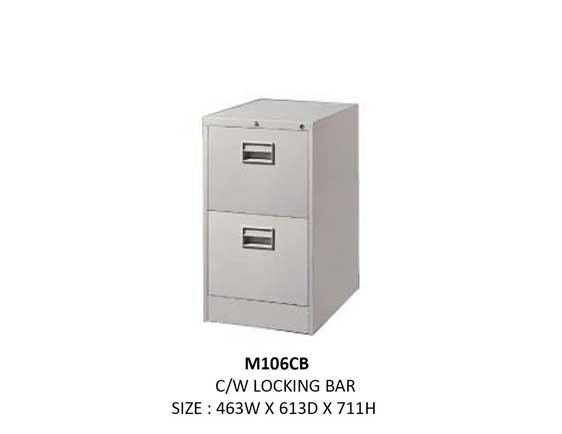 Steel Filing Cabinet (Grey) with 2 Drawers and Locking Bar [M106 CB)] Office Furniture