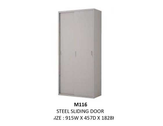 Steel High Cupboard 4-Tier Cabinet (Grey) with Steel Sliding Door [M116] Office Furniture
