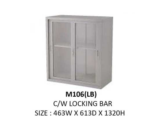 Steel Low Height Cupboard 2-Tier Cabinet (Grey) with Glass Sliding Doors [M106(LB)] Office Furniture