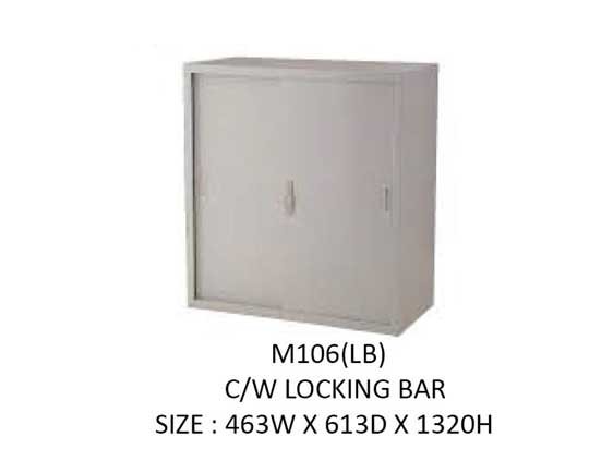 Steel Low Height Cupboard 2-Tier Cabinet (Grey) with Steel Sliding Doors [M106(LB)] Office Furniture