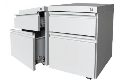 Steel Mobile Pedestal 1D1F Cabinet (Grey) with 1 Standard Drawer and 1 Filing Drawer [S182] Office Furniture