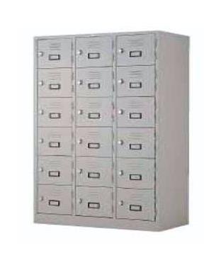Steel Lockers Cabinet (Grey) with 18 Swing Door Compartments [M109A/457D] Office Furniture