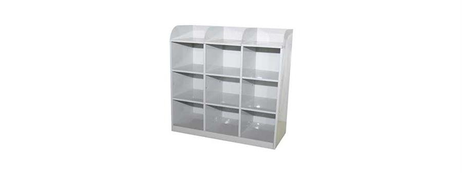 Steel Pigeon Holes Side Table Cabinet Grey With 9 Compartments