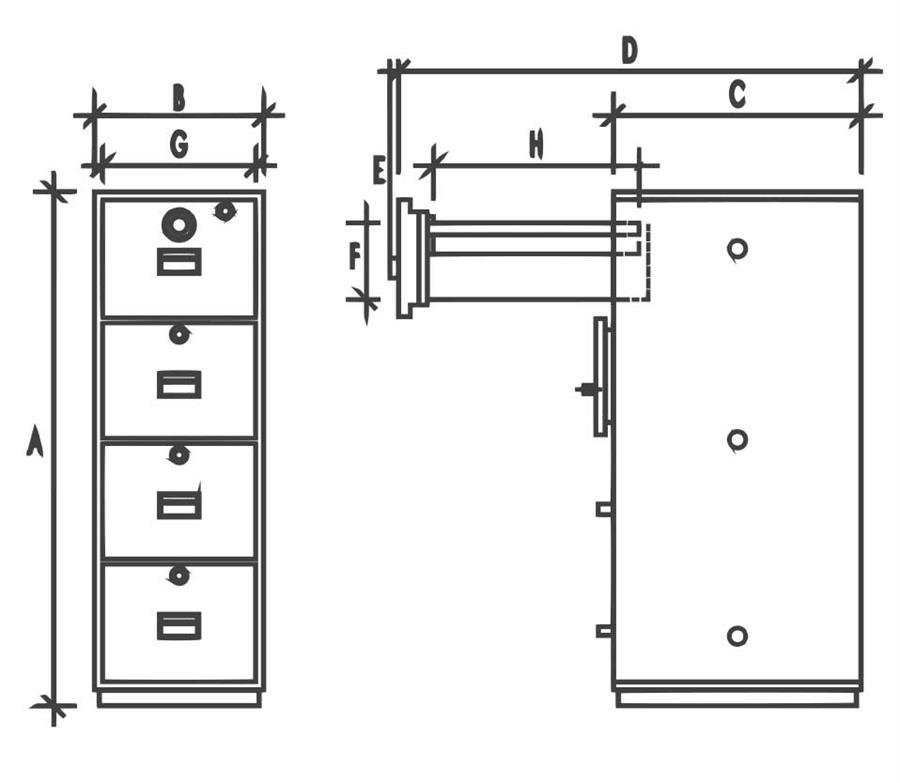 Sterling Steel Safe Box Fire Resistance Cabinet (Grey) with 4 Drawers Secured by Key Lock and Combination Lock [FRC4] Furniture