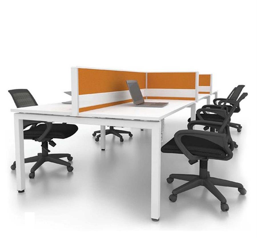 Workstation Embolden Concept 6 Station Partition (Orange, White) with White Table Top and Low Height Partition [Embolden Concept] Office Furniture