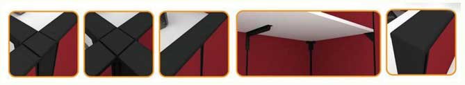Workstation Geniality Concept 8 Station Partition (Red, Black, White) with White Table Top and Medium Height Partition [Geniality Concept] Office Furniture