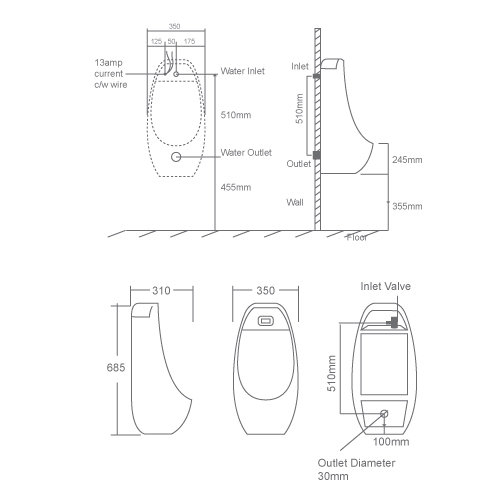 Modern Depot Sensor Wall Hung Urinal F-151