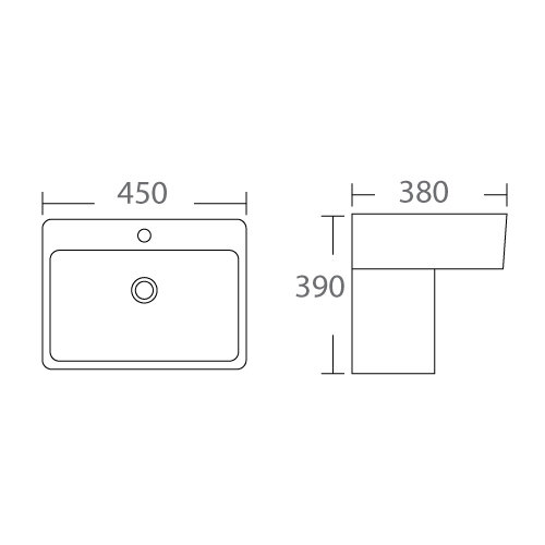 Modern Depot Ceramic Basin Semi Pedestal Wall Hung Basin [ D-051]