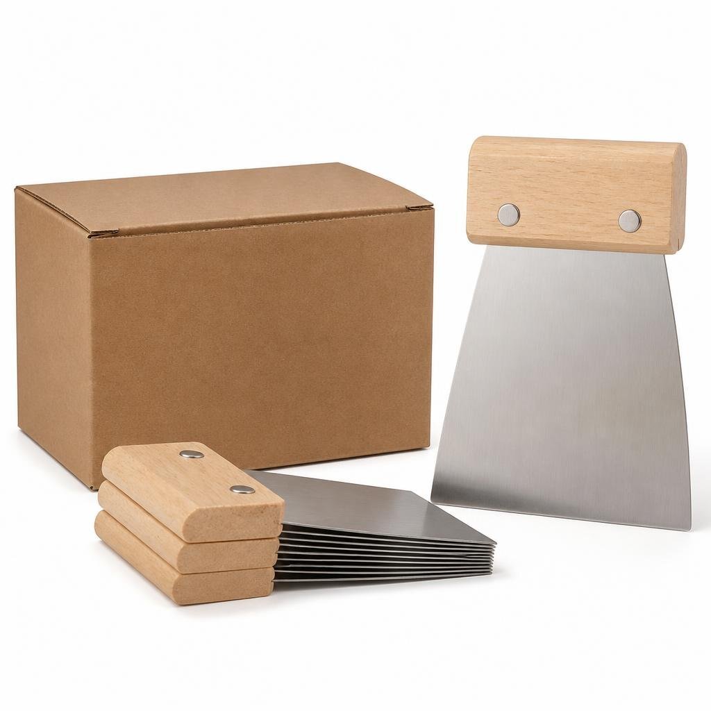 M-BLACKRINO BR2580 2.5" S/STEEL SCRAPER WOODEN HANDLE (12PCS/BOX,240PCS/CTN)