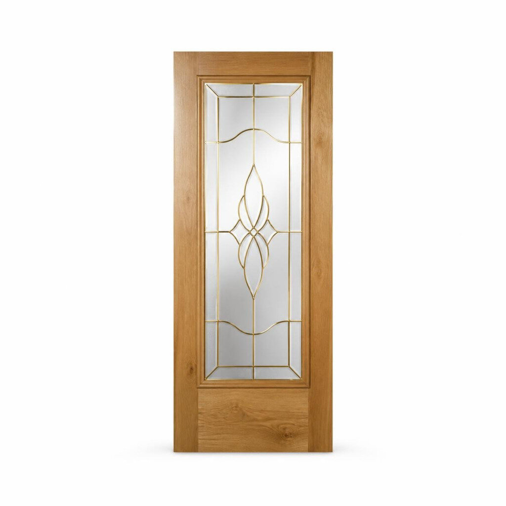 33 3/4" X 83" SOLID WOOD DOOR GLASS - GOLD DESIGN