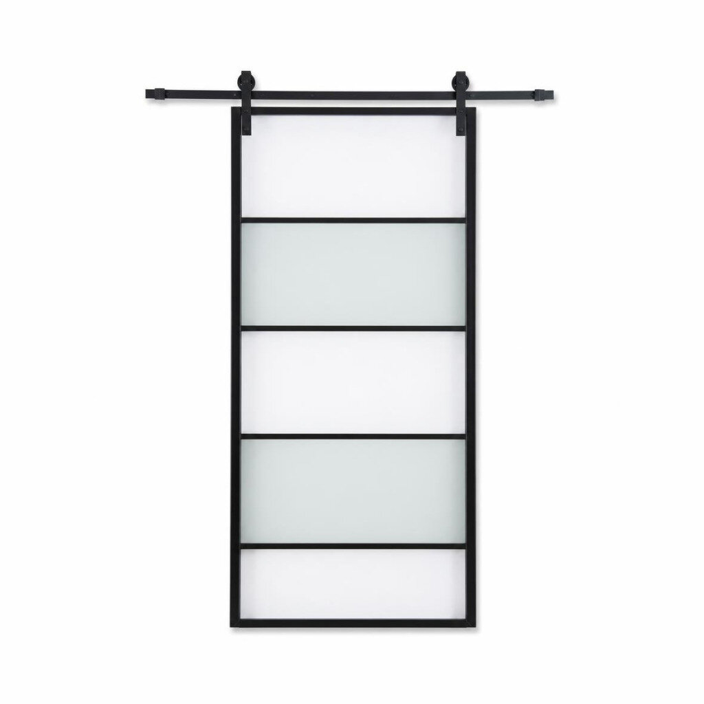 ART 48" X 96" EUROPE INDUSTRY STYLE HANGING SLIDING DOOR (ARYLIC CLEAR & FROSTED)