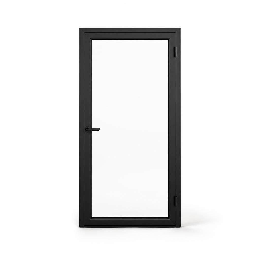 1168MM (W) X 2117MM (H) ALUM. SWING DOOR P/C BLACK MATT/5MM CLEAR GLASS