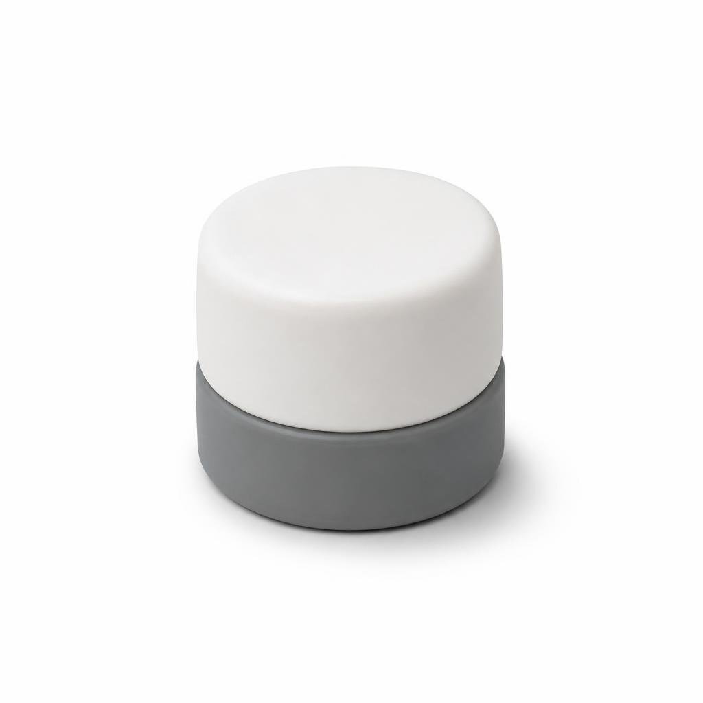DOUBLE COLOUR RUBBER DOOR STOPPER - WHITE GREY