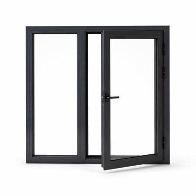 ALUMINIUM CASEMENT WINDOW WITH FIX PANEL:STD PROFILE/FRAME:POWDER COATED FINISH