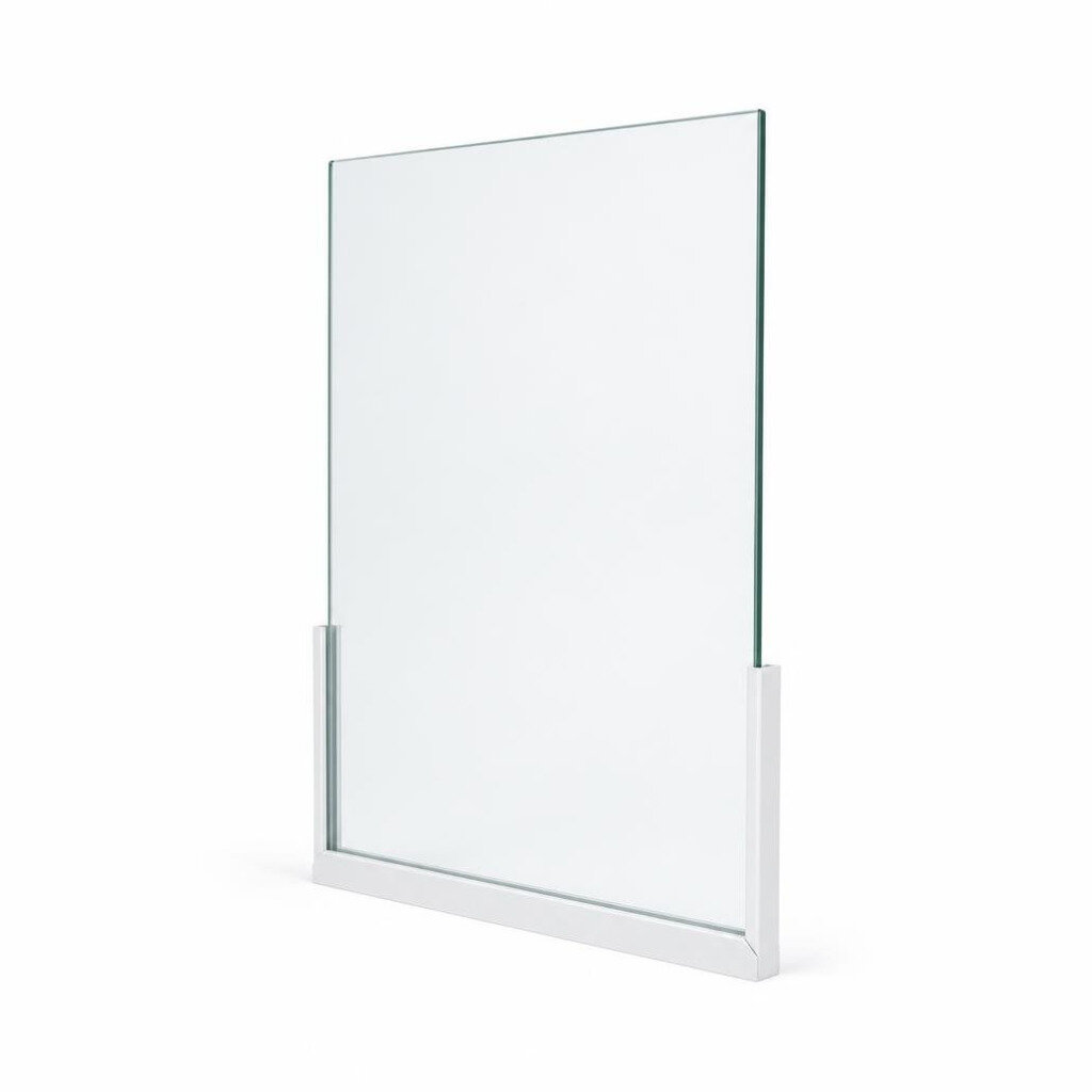 FRAMELESS FIX GLASS PANEL/ U CHANNEL:POWDER COATED WHITE/GLASS 12MM TEMPERED CLEAR