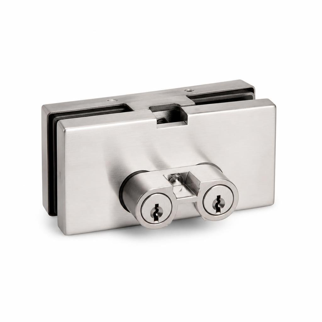 DORETTI DRT050BSP GLASS LOCK CLAMP WITH DOUBLE CYLINDER 60SN