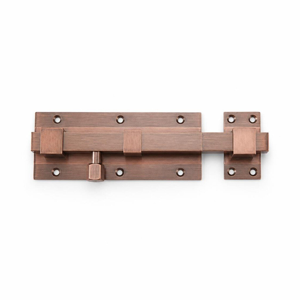 6" BOT ANTIQUE COPPER SQUARE TOWER BOLT