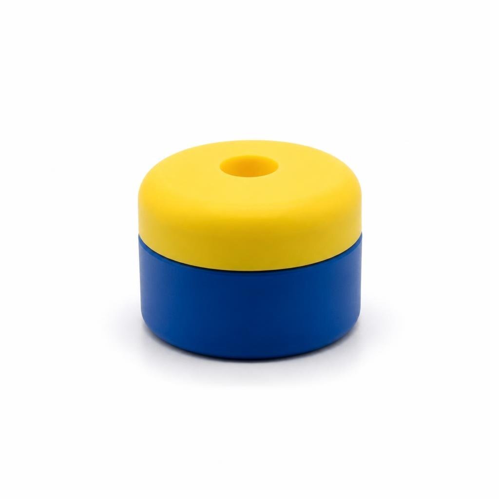 DOUBLE COLOUR RUBBER DOOR STOPPER - BLUE YELLOW