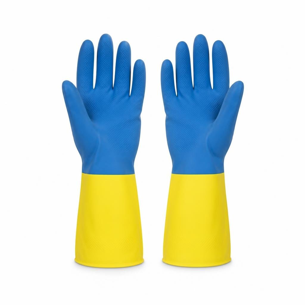 BI-103 13" YLW/BLU RUBBER HAND GLOVE BUTTERFLY