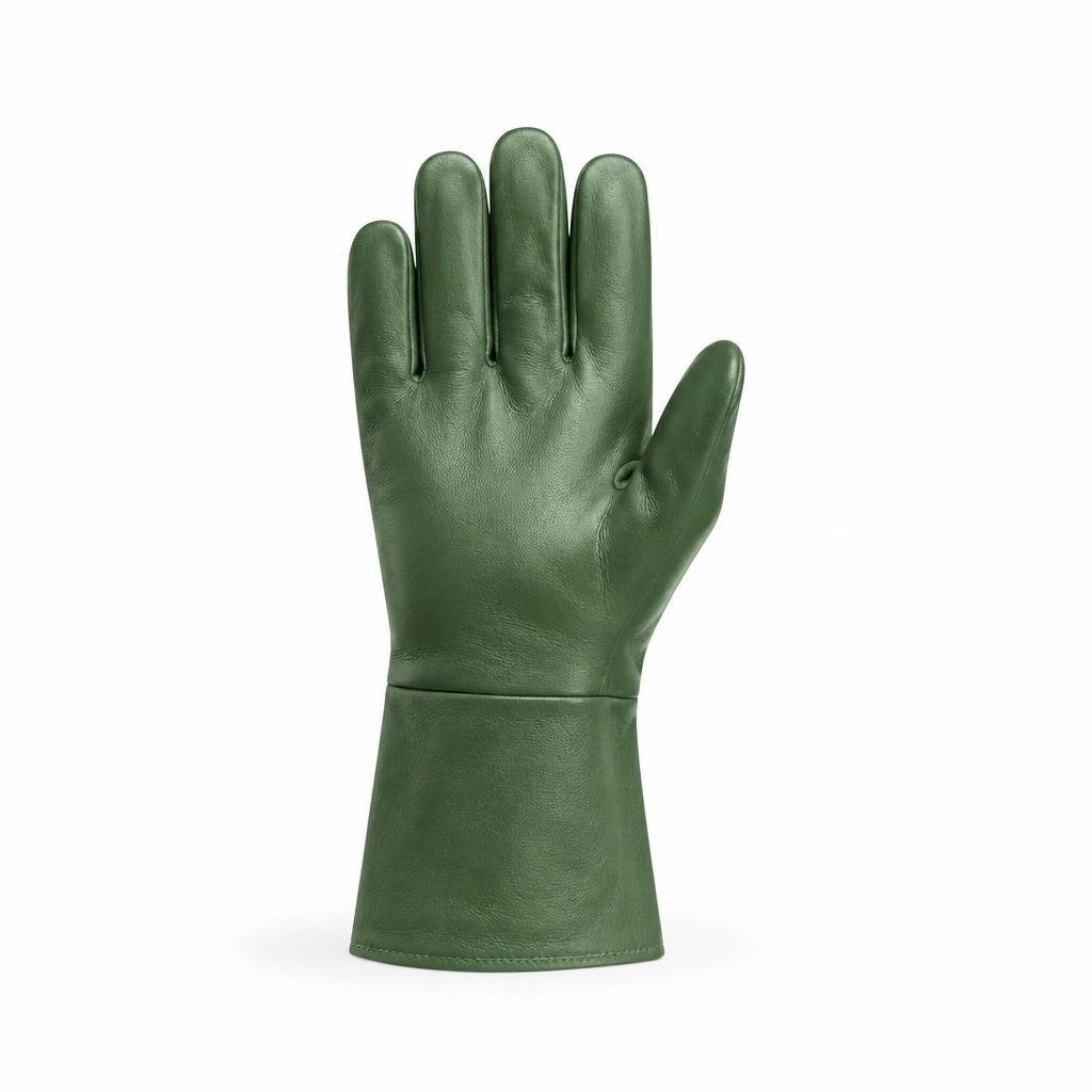 HY 14" GREEN FULL LEATHER HAND GLOVE