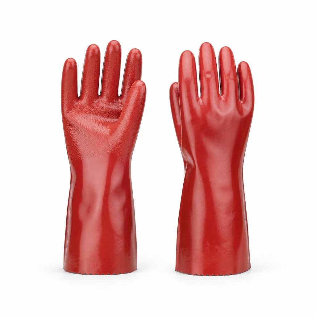 NIETZ 7014 14" RED PVC GLOVE (INTERLOCK LINING)