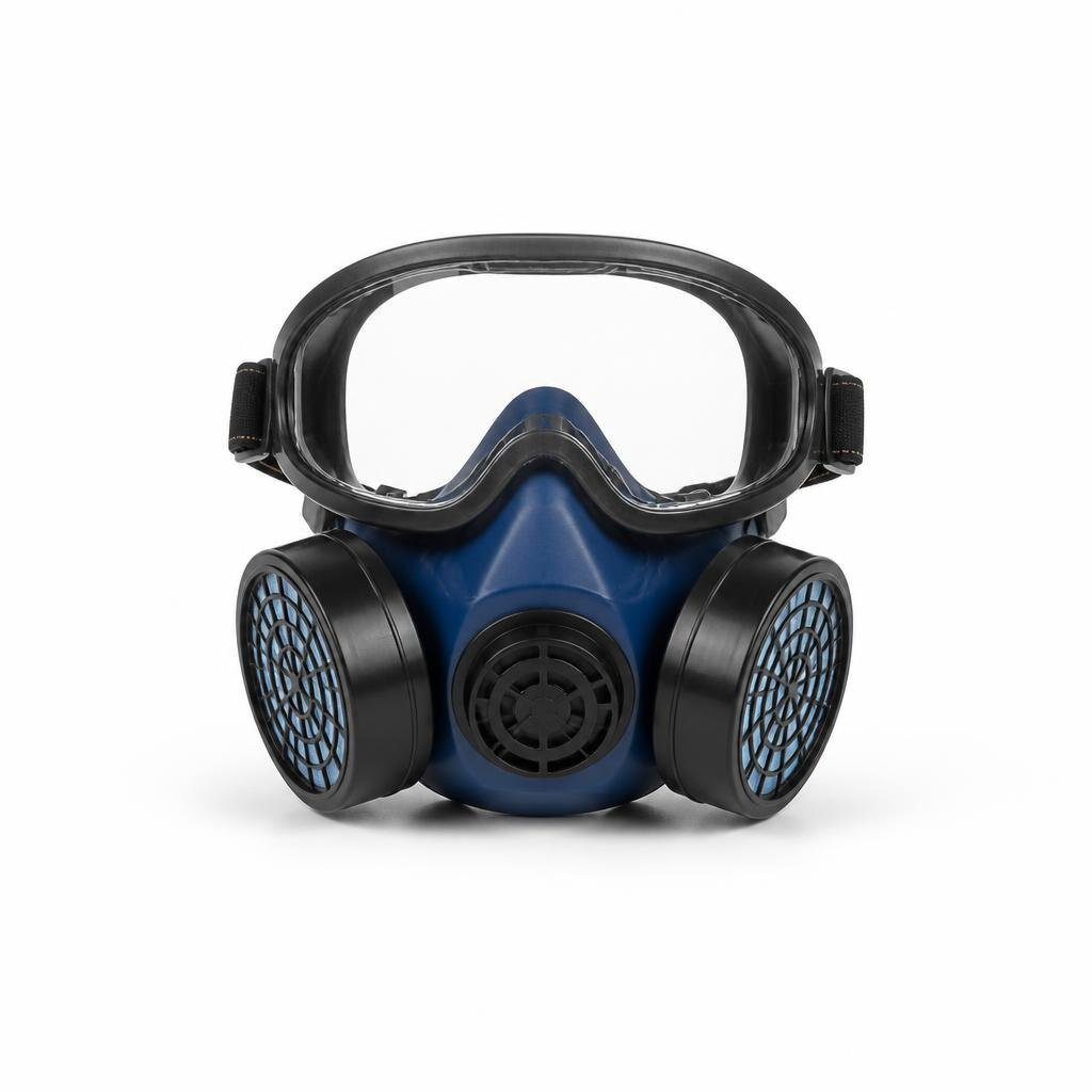 JY5012 DOUBLE BLUE CARBON MASK WITH GOGGLES