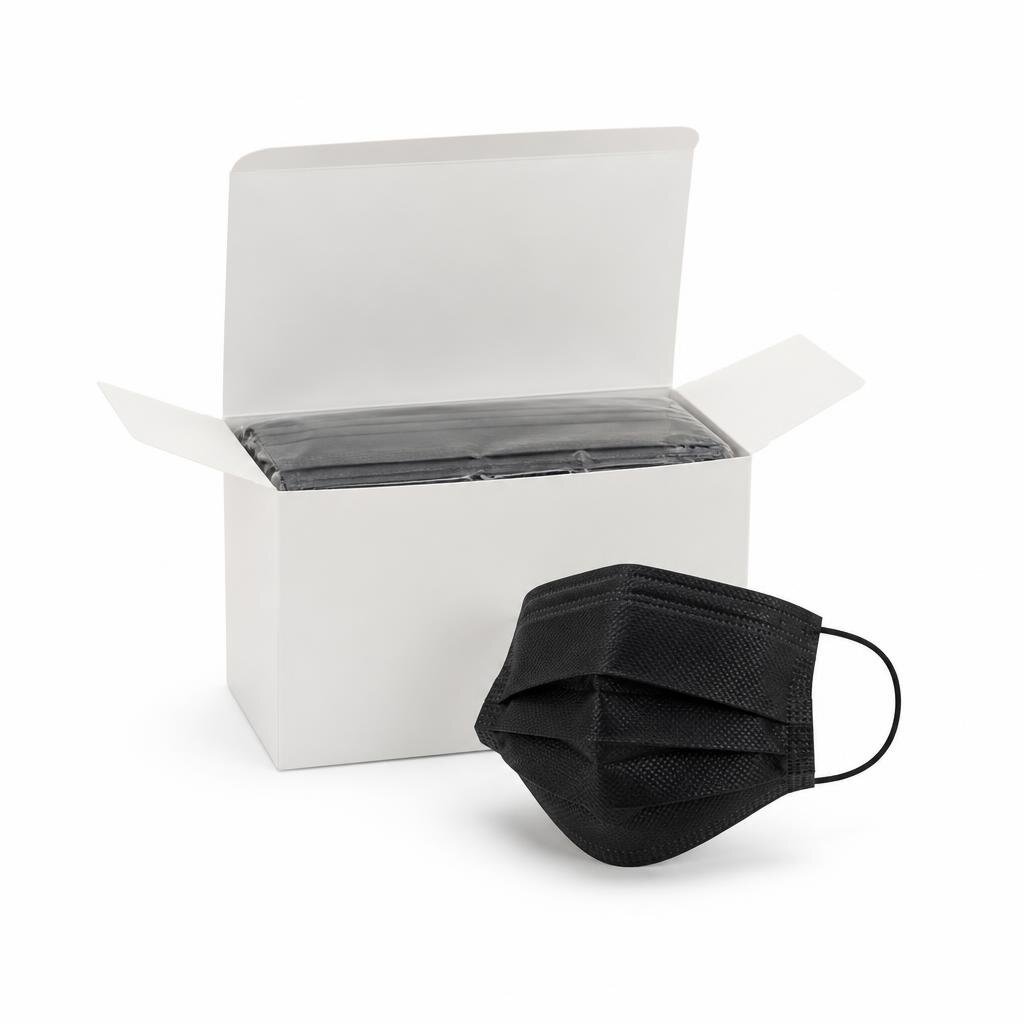 BFE95% BLACK DISPOSABLE FACE MASK - BOX