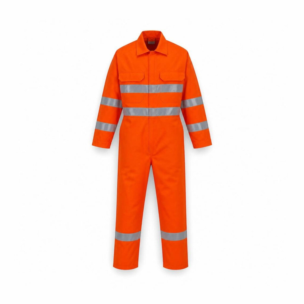 195G XL COTTON COVERALL ORANGE 5" X 2" SILVER REFLECTOR