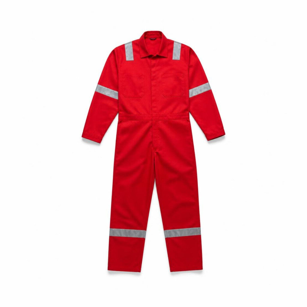 195G L COTTON COVERALL RED 5" X 2" SILVER REFLECTOR