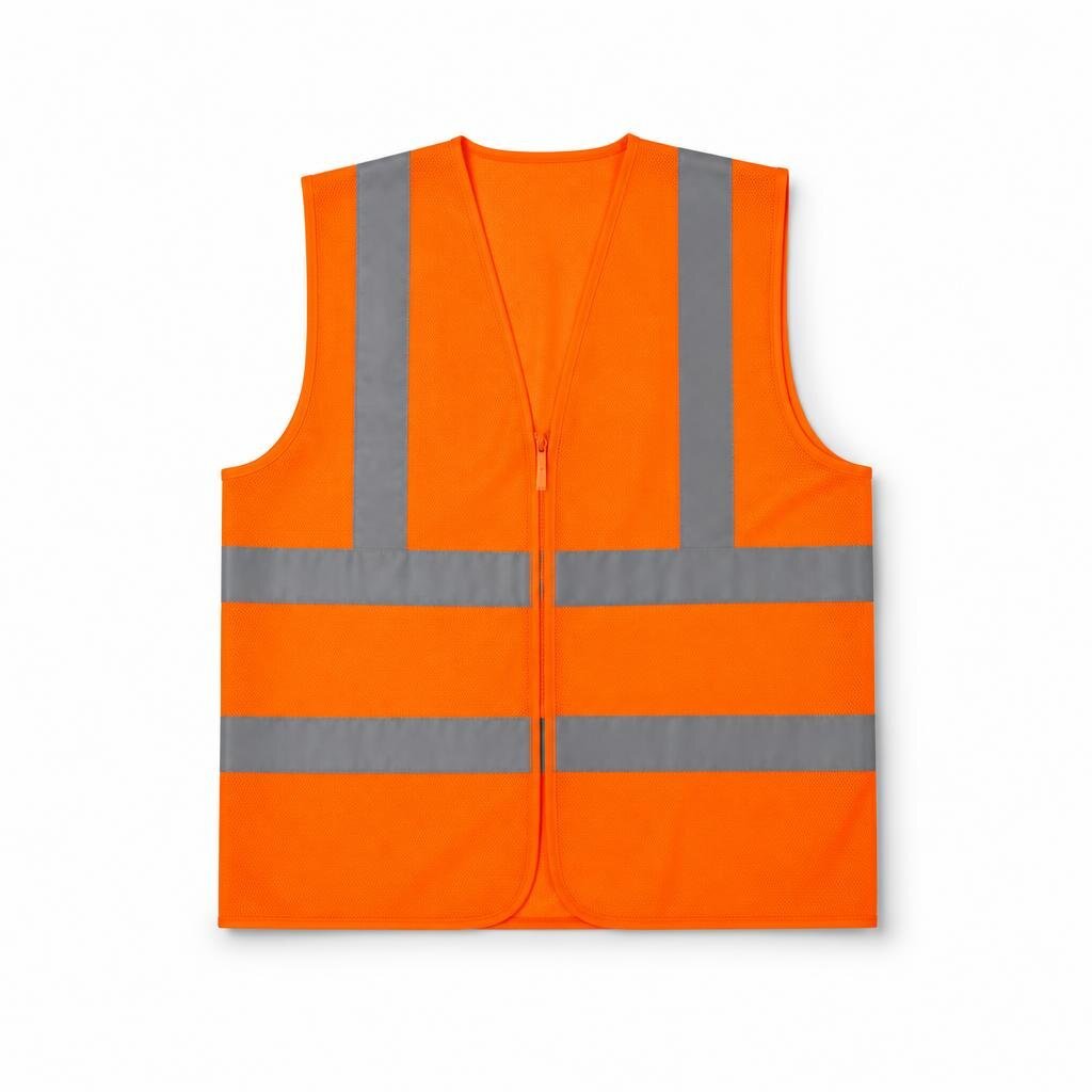 VET REFLECTIVE SAFETY VEST WITH ZIP - ORANGE