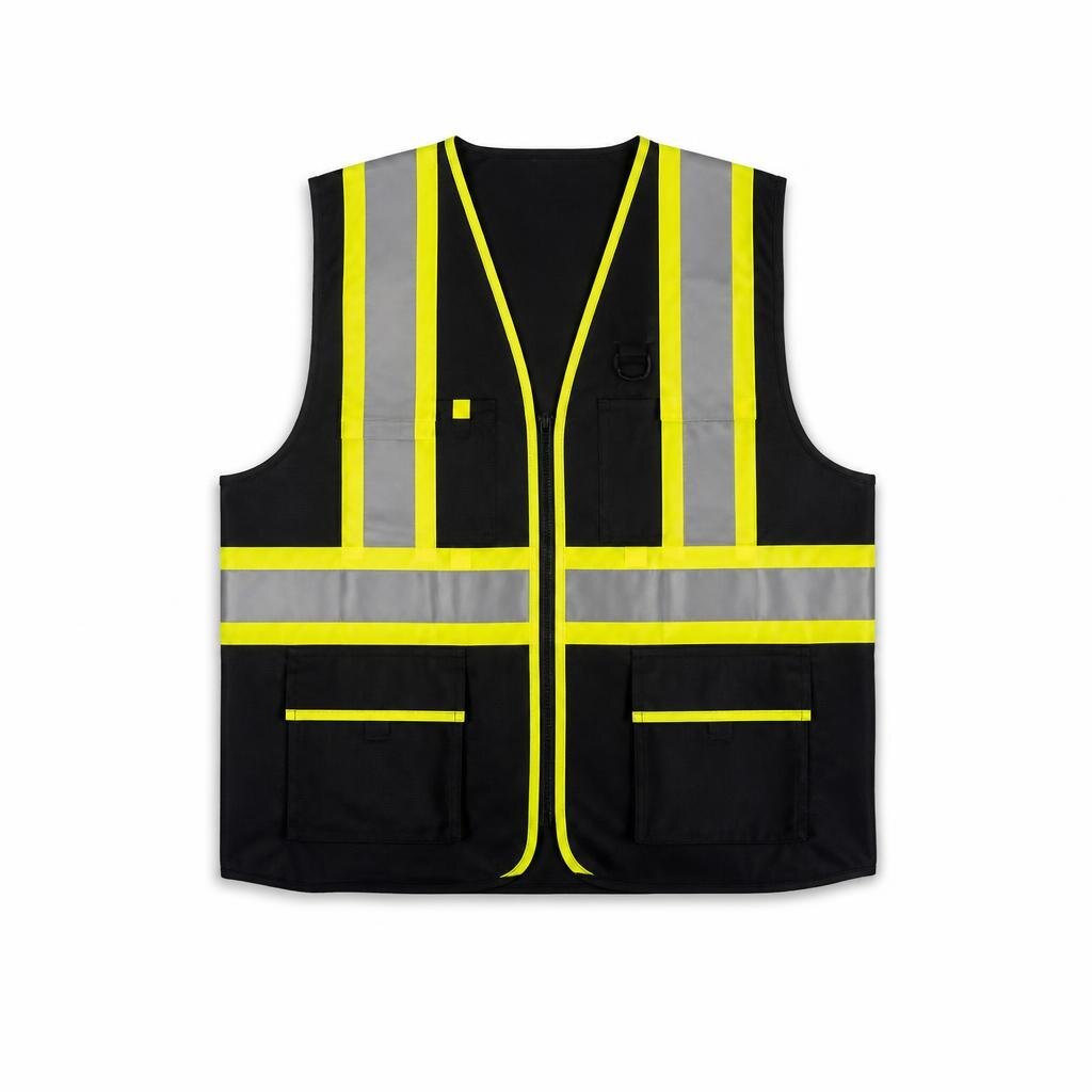 REFLECTIVE STRIPE SAFETY VEST - BLACK/YELLOW