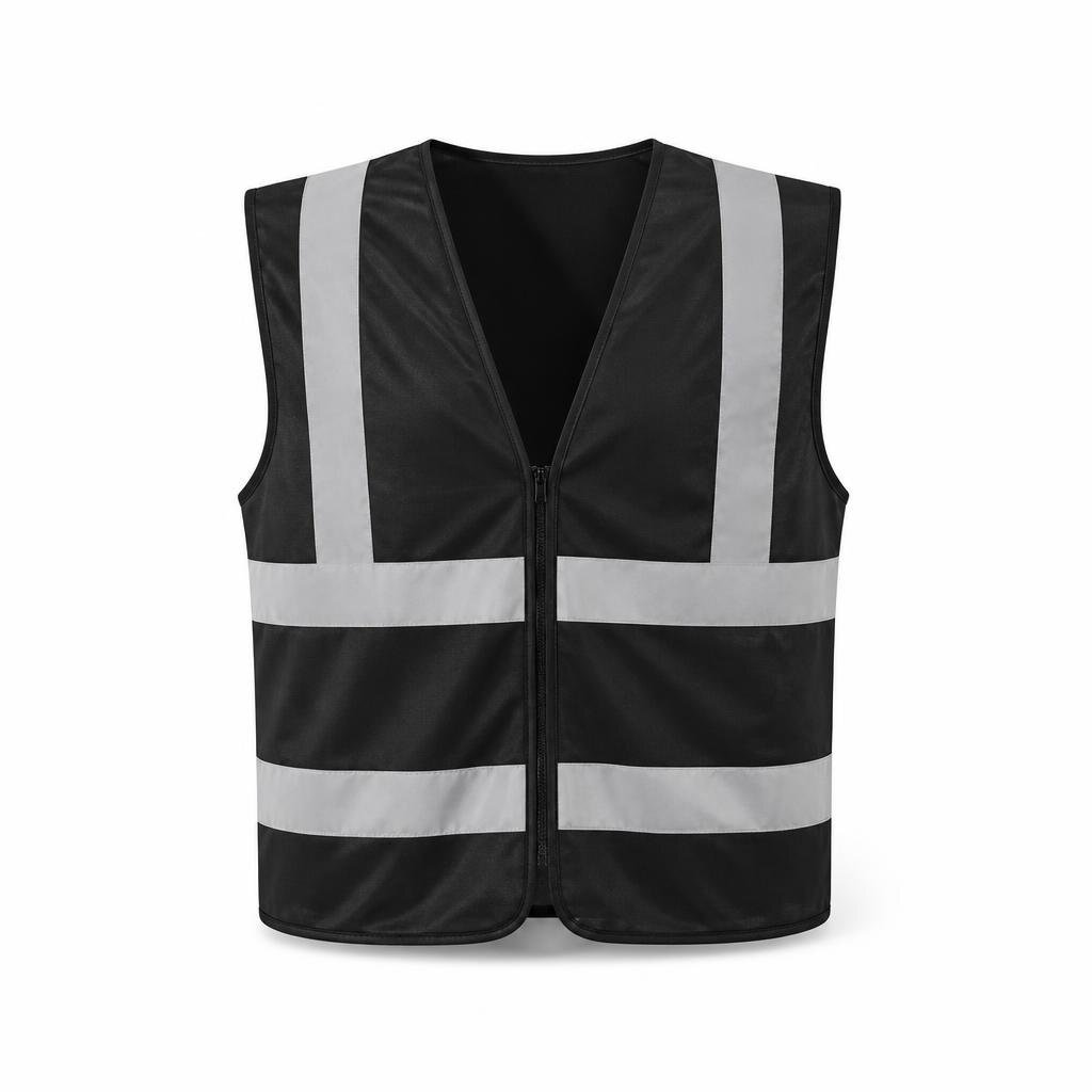 REFLECTIVE STRIPE SAFETY VEST - BLACK/WHITE