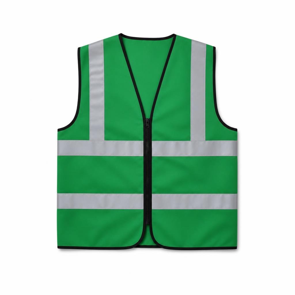 B&W H/D REFLECTIVE SAFETY VEST WITH ZIP - GREEN