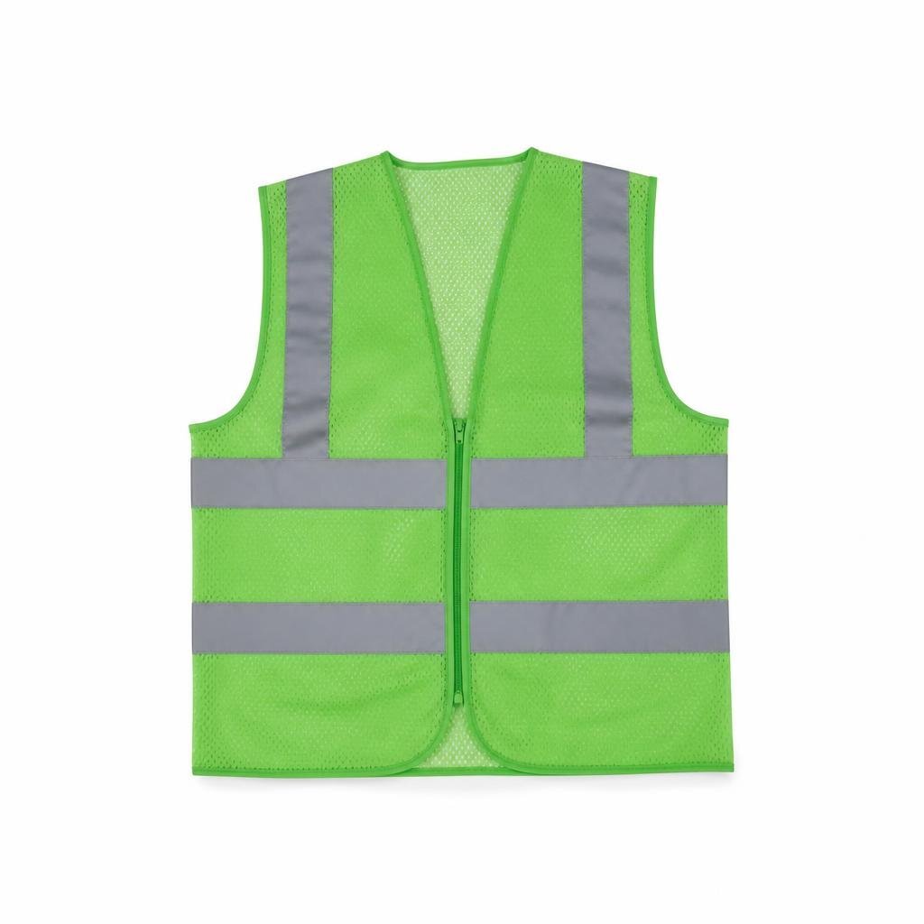 M-724# ZIP REFLECTIVE SAFETY VEST - GREEN