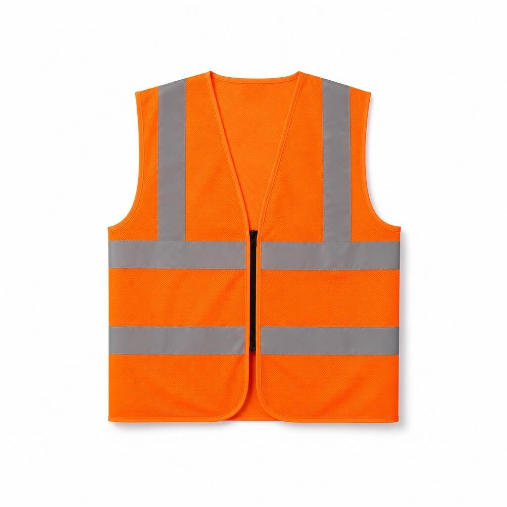M-724# ZIP REFLECTIVE SAFETY VEST - ORANGE
