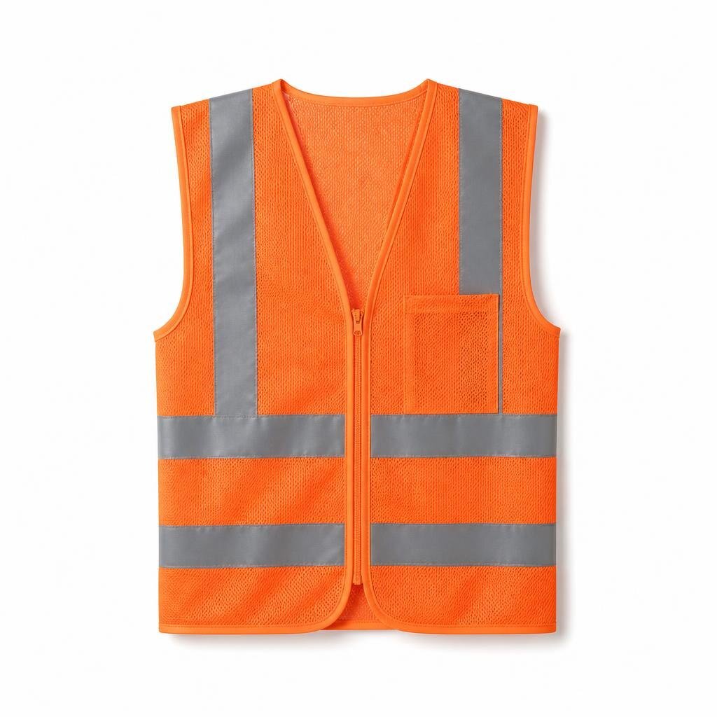 E-MAX TM718 ZIP REFLECTIVE SAFETY VEST (POCKET) - ORANGE