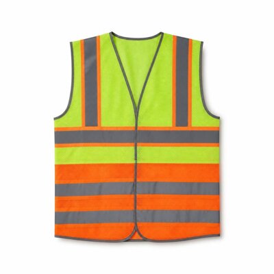 ROCKEY 4647 4LINE REFLECTIVE VESTS - GREEN/ORANGE
