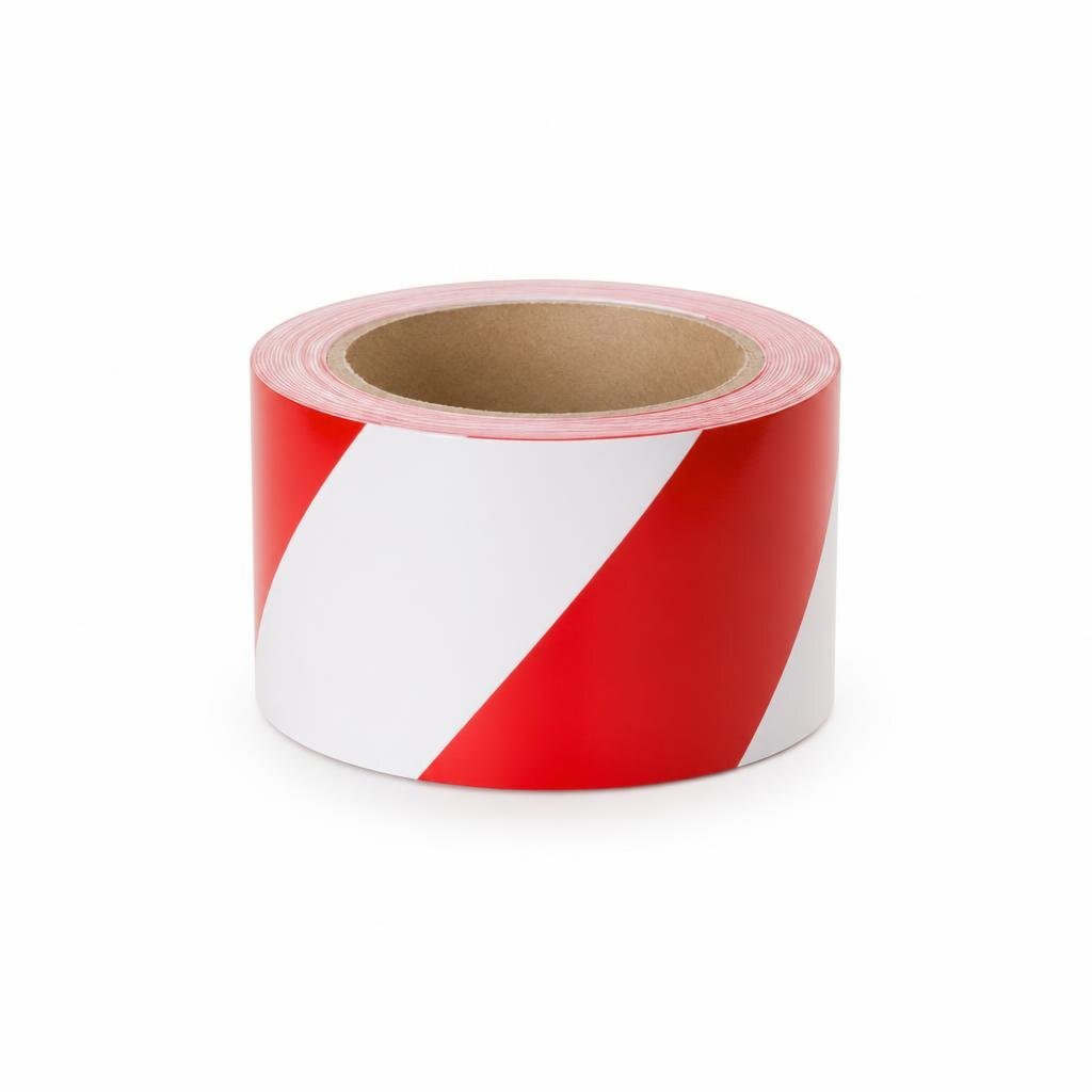 NISSHO 70MM X 70M PVC HAZARD TAPE RED/WHITE