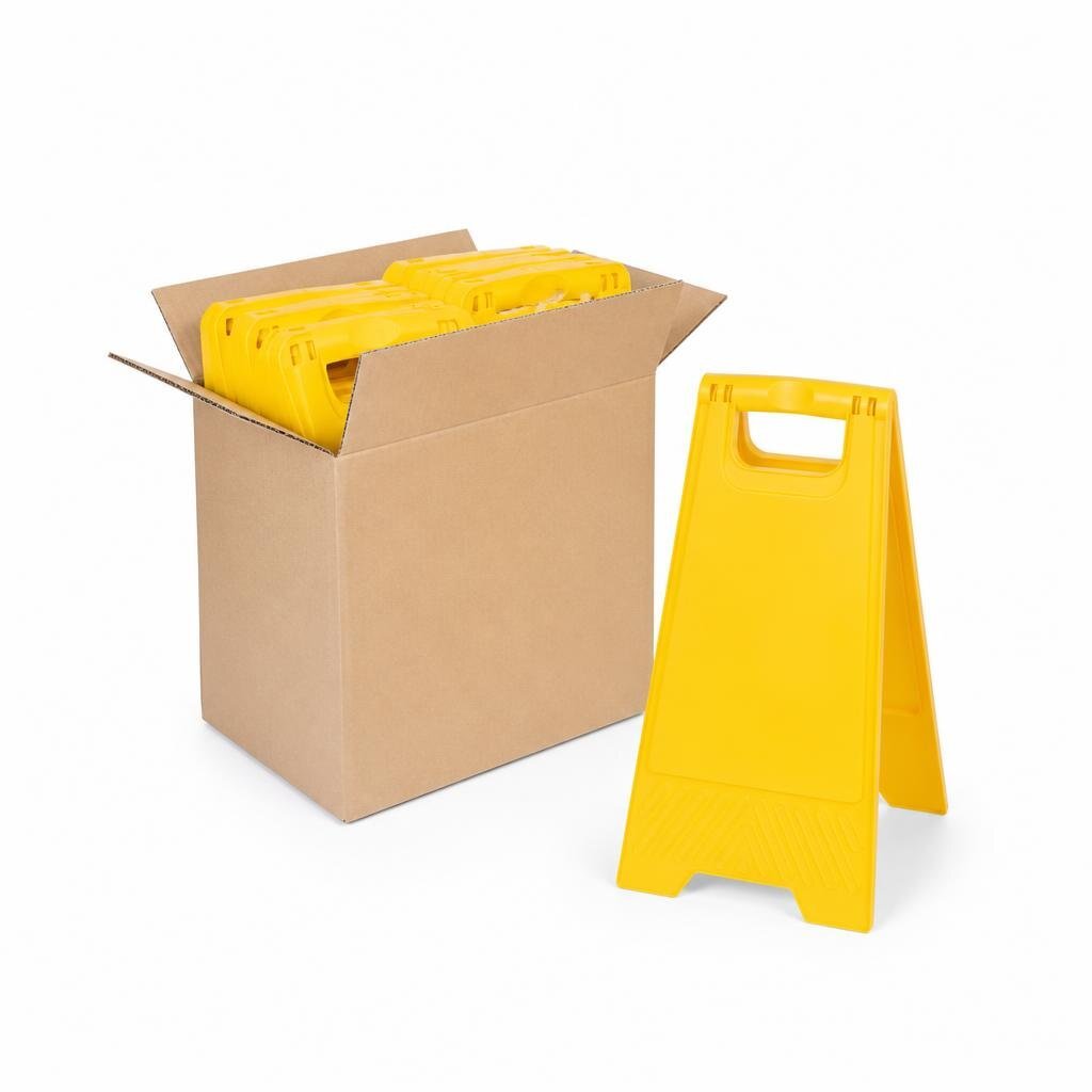 PVC YELLOW BOARD SIGN : CLEANING IN PROGRESS (10PCS/BOX)