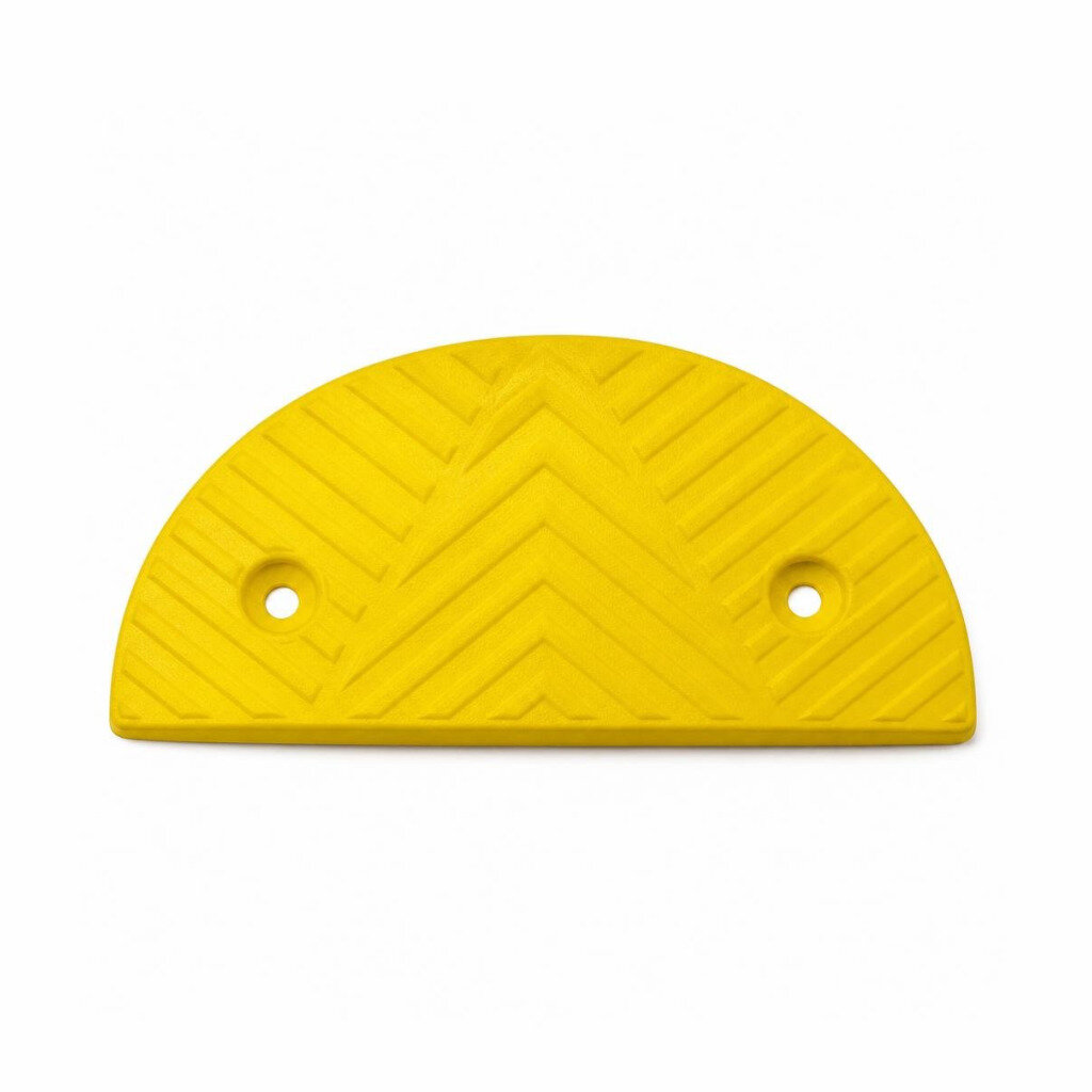 RUBBER SPEED HUMP END SECTION H/ROUND - YELLOW