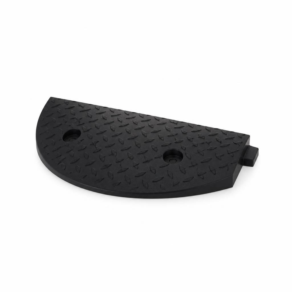 RUBBER SPEED HUMP END SECTION H/ROUND - BLACK