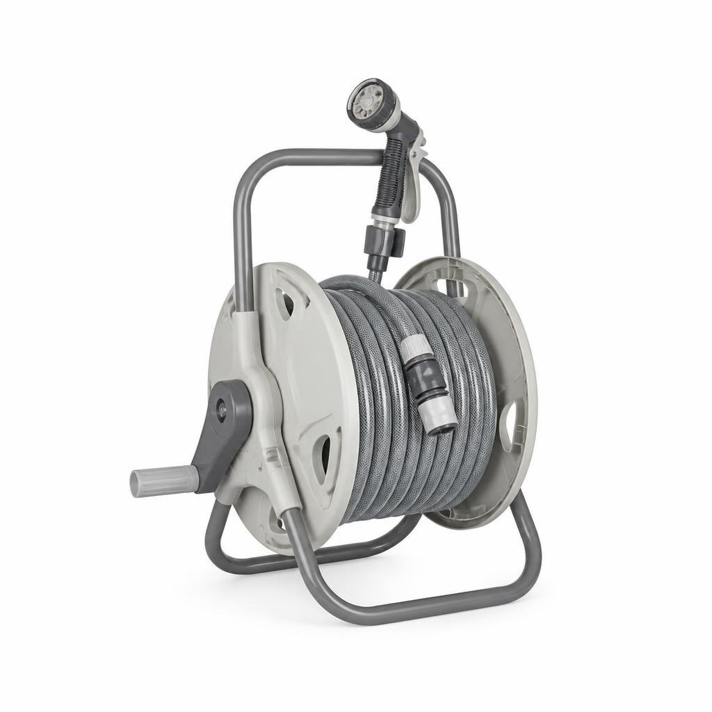 HOKAH 8301GY 22M DELUXE GARDEN HOSE REEL SET